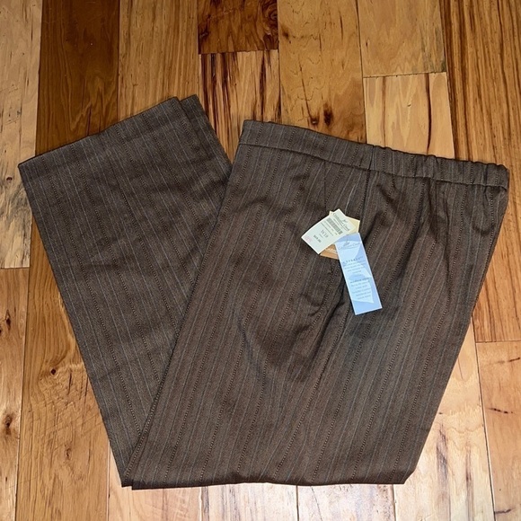 Coldwater Creek Cypress Fit Bwn Herringbone natural waist high rise straight 18 - Picture 2 of 12